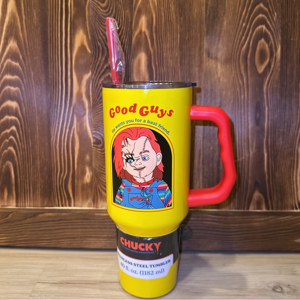 Chucky Stainless Steel Tumbler Large 40 oz with Handle Straw Childs Play